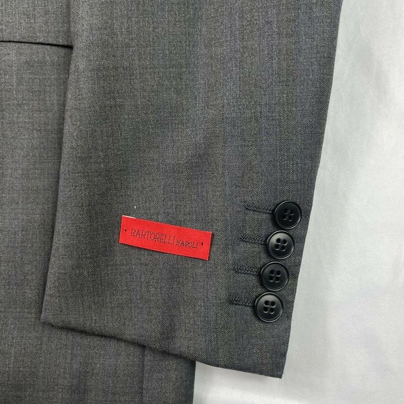 Bartorelli Napoli Gray Green Striped Mens Wool Suit 38R Pant 32XUnfinished NWT - Picture 3 of 11